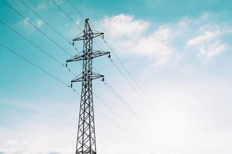 High voltage power line representing energy utility assistance for low-income households